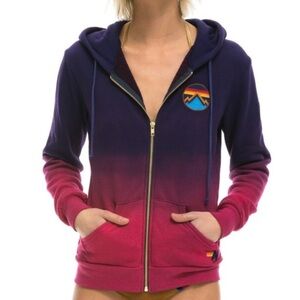 Aviator Nation Ombré Mountain Zip Hoodie Sweatshirt